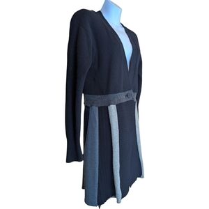 Black And Gray Tunic Length Cardigan
